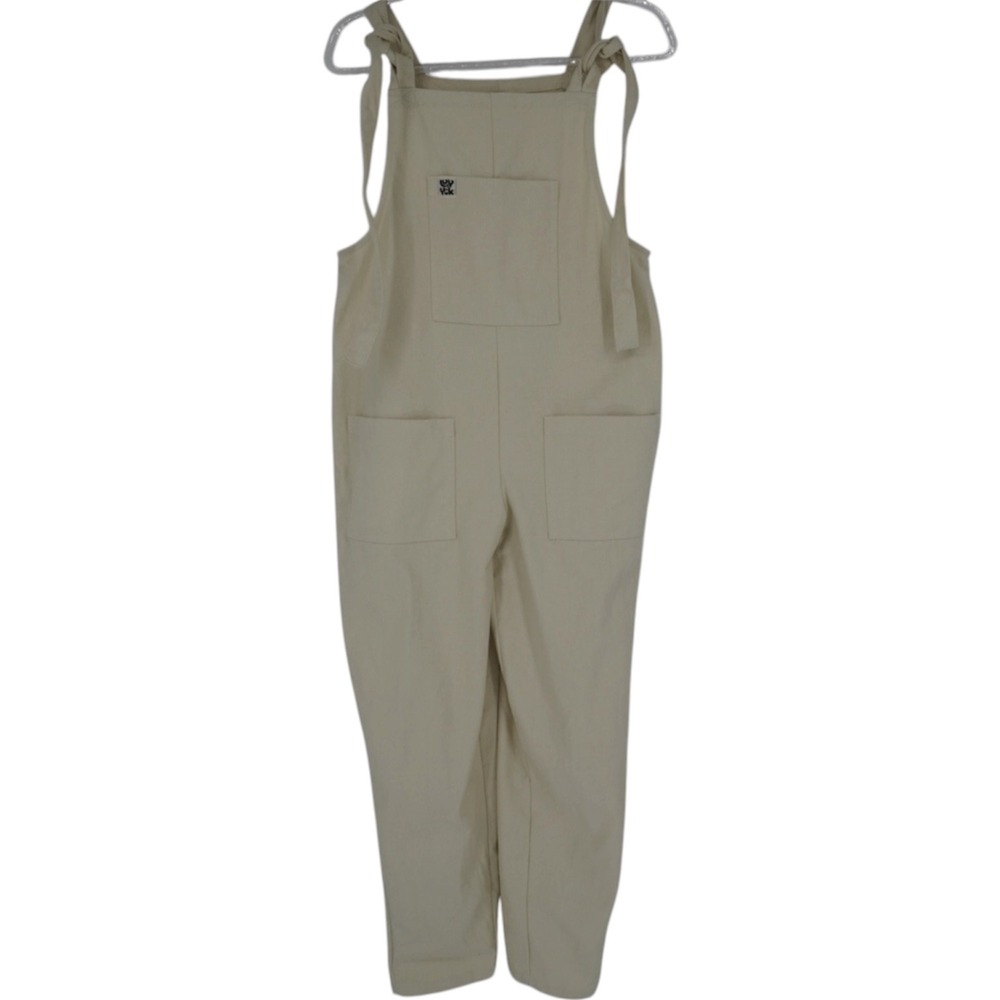 Lucy & Yak Original Dungarees Cream Organic Cotton Tie Strap Overalls Small Reg